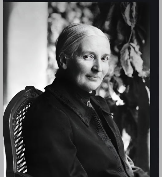 Portrait photographique en noir et blanc de Helene von Mülinen (1850–1924), pionnière du mouvement féministe suisse et fondatrice de l’Alliance de sociétés féminines suisses.