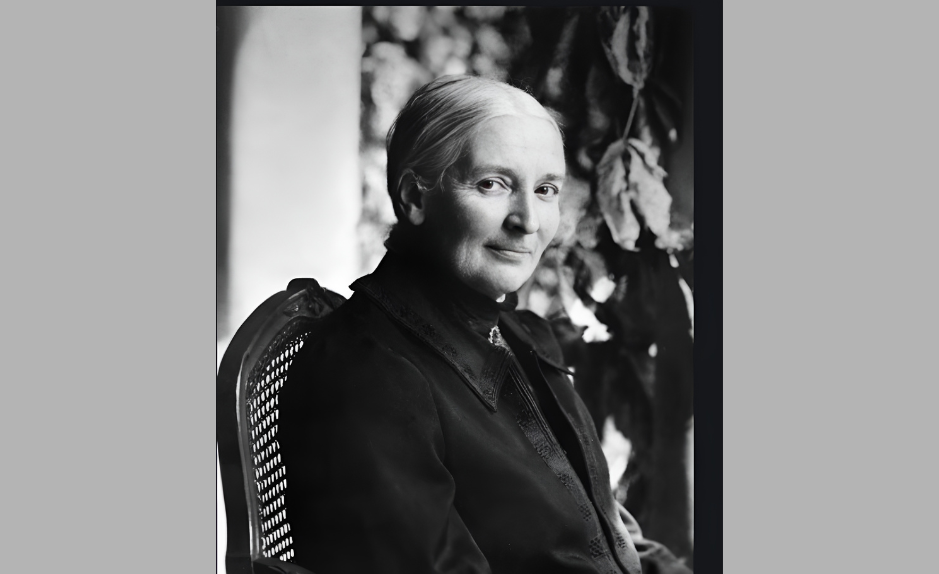Portrait photographique en noir et blanc de Helene von Mülinen (1850–1924), pionnière du mouvement féministe suisse et fondatrice de l’Alliance de sociétés féminines suisses.