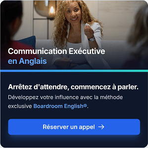 Bannière promotionnelle pour un coaching en communication exécutive en anglais, animé par Leonilda Renaldo à Genève et en virtuel.