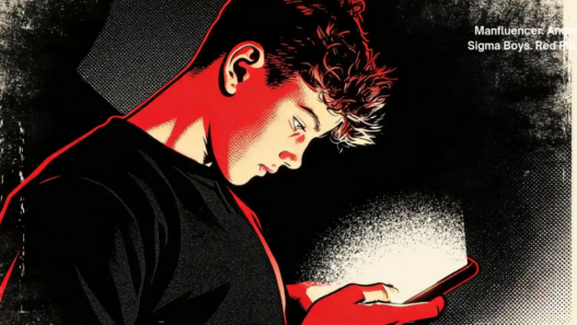 Adolescent regardant son smartphone, éclairé par l’écran, illustrant l’influence des contenus masculinistes et de la manosphère sur les jeunes