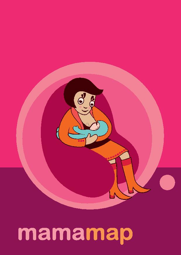 Illustration mamamap pour trouver des lieux accueillants où allaiter en Suisse.